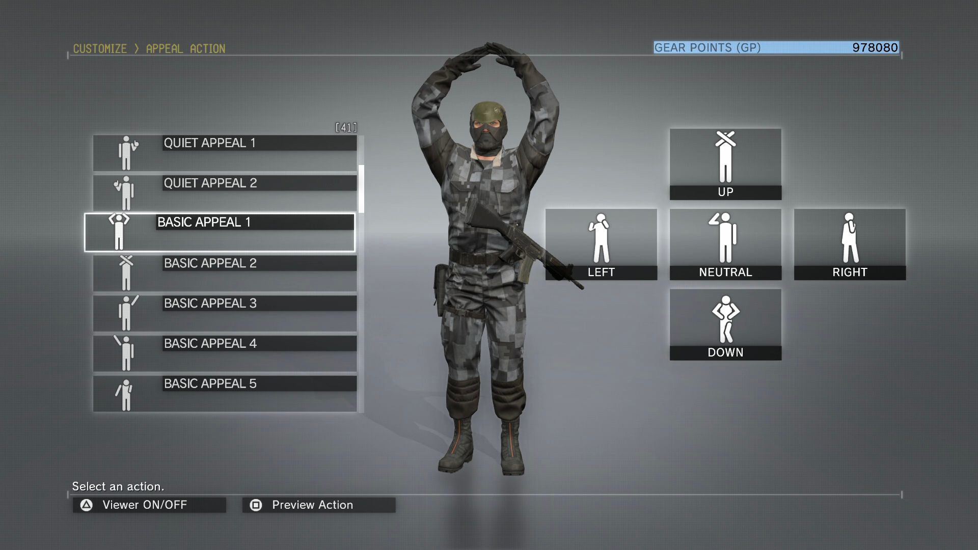 Metal Gear Online Appeal Actions Customize